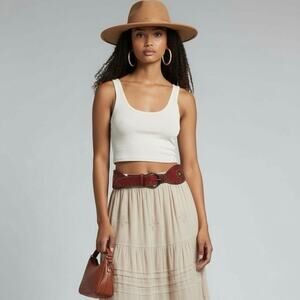 Women’s Vintage Y2K Faux Leather Boho Studded Rhinestone Hip Belt M Red